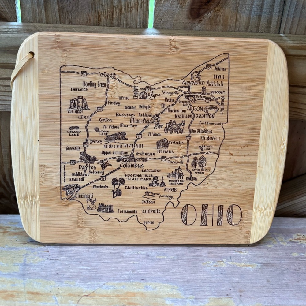 Totally Bamboo Ohio Landmark Destination Bamboo Wood Cutting Board 8.75” x 11”